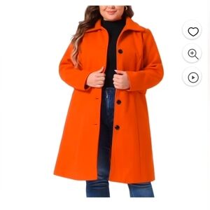 Agnes Orinda Women's Plus Size Winter Coats Single Breasted Jackets Long Trench